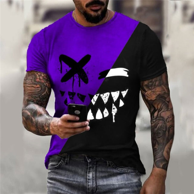 XOXO pattern 3d printed t-shirt fashion men's street casual sports shirt male O-neck oversized t-shirt