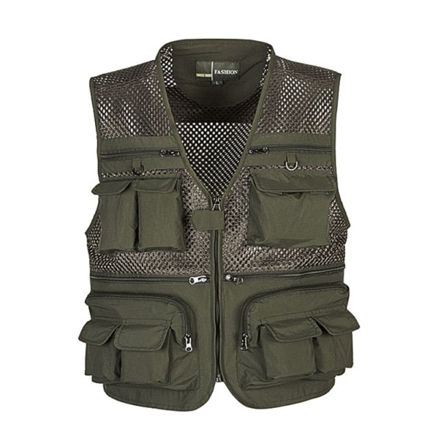 Unloading Men's Vest Tactical Webbed Gear Coat Summer Photographer Waistcoat Tool Many Pocket Mesh Work Sleeveless Jacket Male