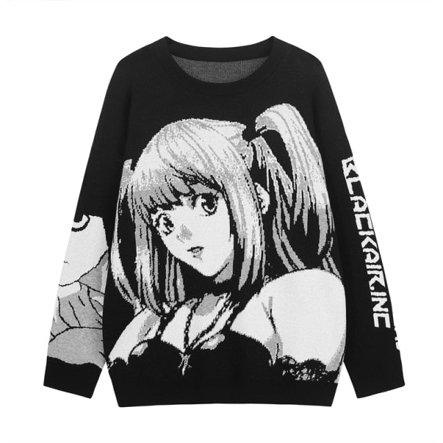 Mens Hip Hop Streetwear Harajuku Sweater Vintage Retro Japanese Style Anime Girl Knitted Sweater 2020 Autumn Cotton Pullover