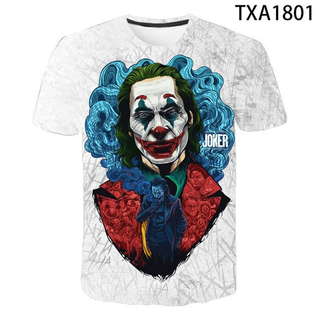 Hot Sale Clown T Shirt Men/Women Joker Face 3D Printed Terror Short Sleeves Fashion Round Neck T-shirts Size XXS-6XL