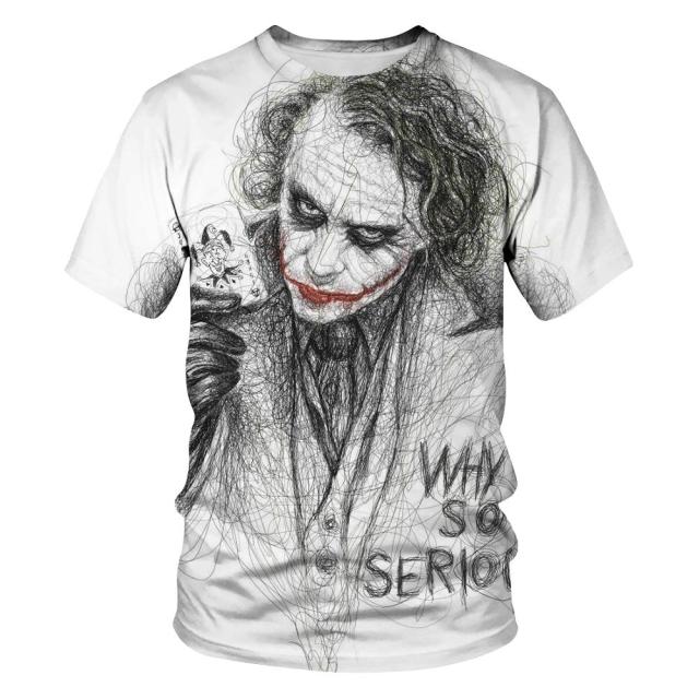 Hot Sale Clown T Shirt Men/Women Joker Face 3D Printed Terror Short Sleeves Fashion Round Neck T-shirts Size XXS-6XL