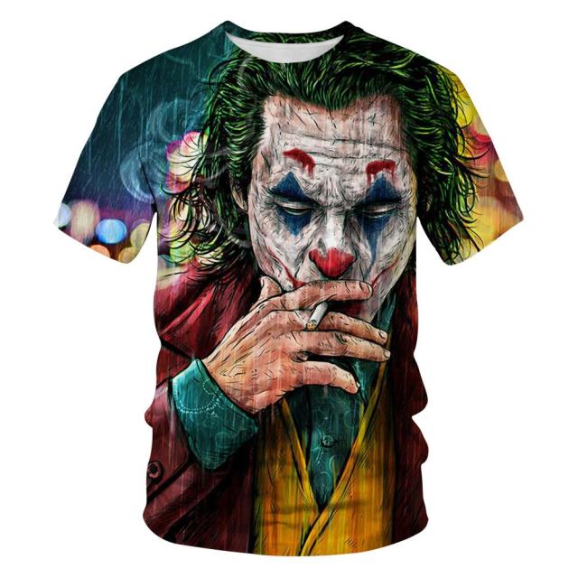 Hot Sale Clown T Shirt Men/Women Joker Face 3D Printed Terror Short Sleeves Fashion Round Neck T-shirts Size XXS-6XL