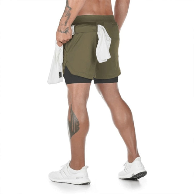 2021 Camo Running Shorts Men 2 In 1 Double-deck Quick Dry GYM Sport Shorts Fitness Jogging Workout Shorts Men Sports Short Pants