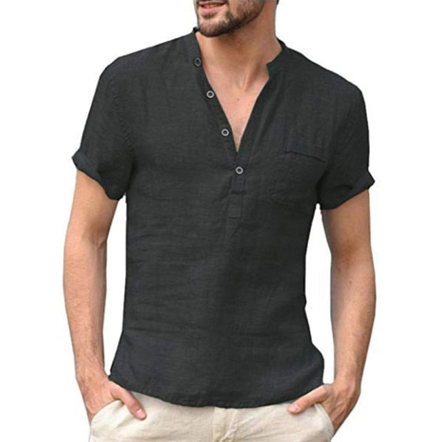 2021KB Summer New Men's Short-Sleeved T-shirt Cotton and Linen Led Casual Men's T-shirt Shirt Male  Breathable S-3XL