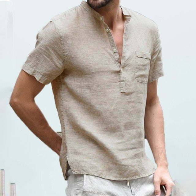 2021KB Summer New Men's Short-Sleeved T-shirt Cotton and Linen Led Casual Men's T-shirt Shirt Male  Breathable S-3XL