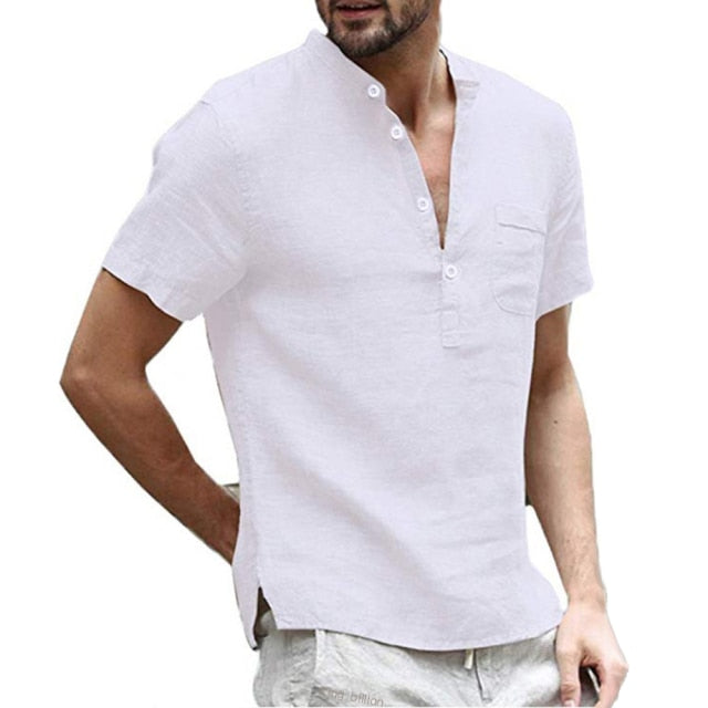 2021KB Summer New Men's Short-Sleeved T-shirt Cotton and Linen Led Casual Men's T-shirt Shirt Male  Breathable S-3XL