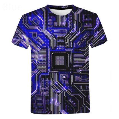 Electronic Chip Hip Hop T Shirt Men Women 3D Machine Printed Oversized T-shirt Harajuku Style Summer Short Sleeve Tee Tops