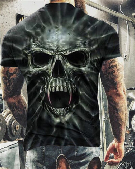 Fashion Summer T-Shirt Men 2021 3D Skull Printing Men's T-Shirt Breathable Streetwear Splicing Printing T Shirt Men Size XXS-6XL