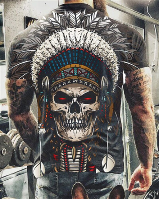 Fashion Summer T-Shirt Men 2021 3D Skull Printing Men's T-Shirt Breathable Streetwear Splicing Printing T Shirt Men Size XXS-6XL