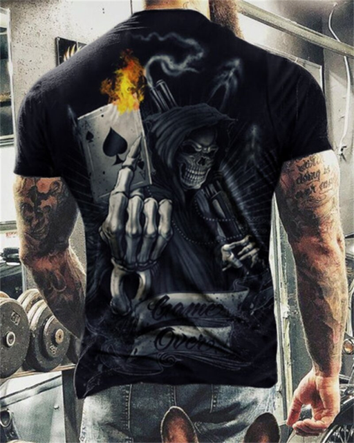 Fashion Summer T-Shirt Men 2021 3D Skull Printing Men's T-Shirt Breathable Streetwear Splicing Printing T Shirt Men Size XXS-6XL