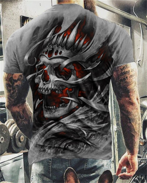 Fashion Summer T-Shirt Men 2021 3D Skull Printing Men's T-Shirt Breathable Streetwear Splicing Printing T Shirt Men Size XXS-6XL