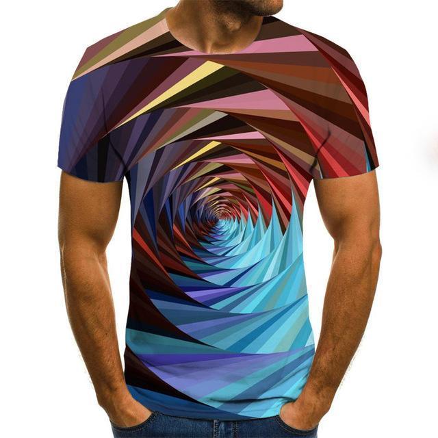 Summer New Three-Dimensional 3D vortex Men T-Shirt Fashion O-Neck Casual Short Sleeve Harajuku Hip Hop  Trend Oversized T-Shirt