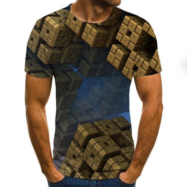 Summer New Three-Dimensional 3D vortex Men T-Shirt Fashion O-Neck Casual Short Sleeve Harajuku Hip Hop  Trend Oversized T-Shirt