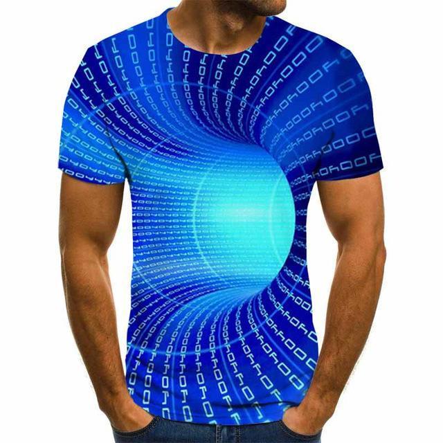 Summer New Three-Dimensional 3D vortex Men T-Shirt Fashion O-Neck Casual Short Sleeve Harajuku Hip Hop  Trend Oversized T-Shirt