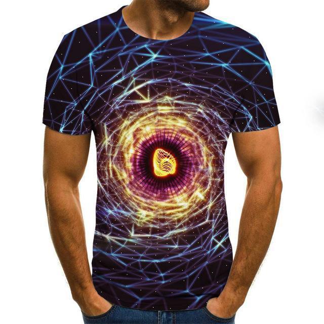 Summer New Three-Dimensional 3D vortex Men T-Shirt Fashion O-Neck Casual Short Sleeve Harajuku Hip Hop  Trend Oversized T-Shirt