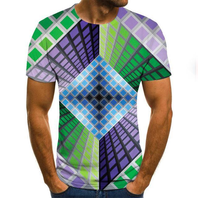 Summer New Three-Dimensional 3D vortex Men T-Shirt Fashion O-Neck Casual Short Sleeve Harajuku Hip Hop  Trend Oversized T-Shirt