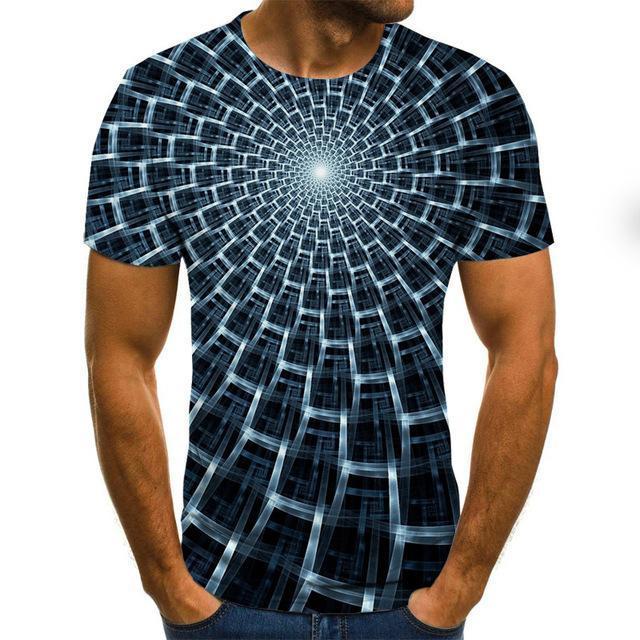 Summer New Three-Dimensional 3D vortex Men T-Shirt Fashion O-Neck Casual Short Sleeve Harajuku Hip Hop  Trend Oversized T-Shirt