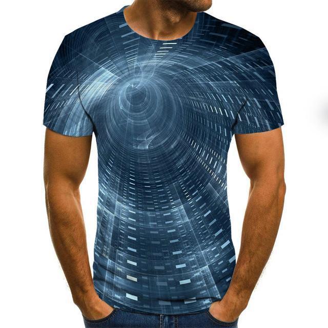 Summer New Three-Dimensional 3D vortex Men T-Shirt Fashion O-Neck Casual Short Sleeve Harajuku Hip Hop  Trend Oversized T-Shirt