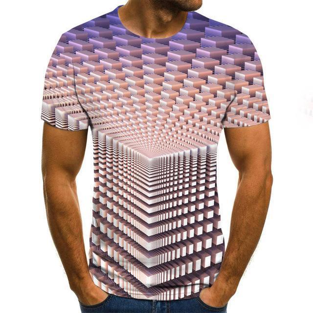 Summer New Three-Dimensional 3D vortex Men T-Shirt Fashion O-Neck Casual Short Sleeve Harajuku Hip Hop  Trend Oversized T-Shirt