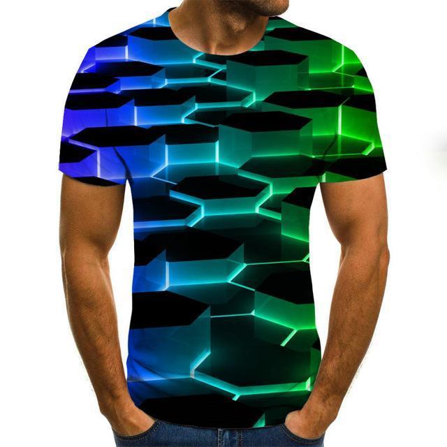 Summer New Three-Dimensional 3D vortex Men T-Shirt Fashion O-Neck Casual Short Sleeve Harajuku Hip Hop  Trend Oversized T-Shirt