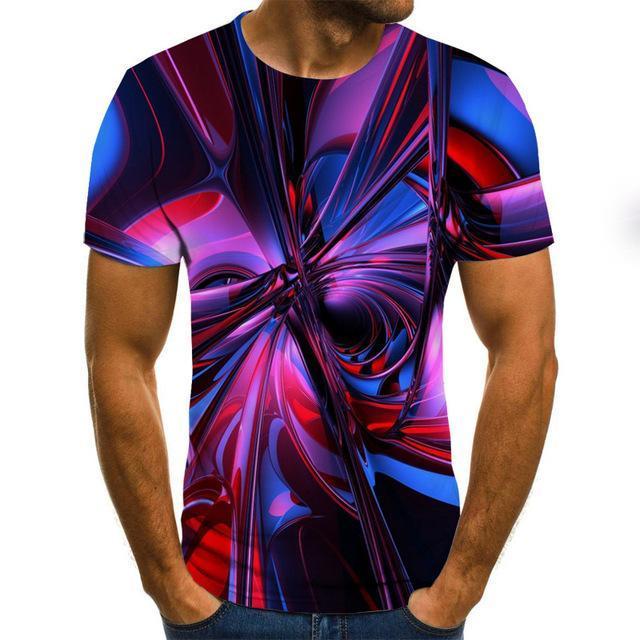 Summer New Three-Dimensional 3D vortex Men T-Shirt Fashion O-Neck Casual Short Sleeve Harajuku Hip Hop  Trend Oversized T-Shirt