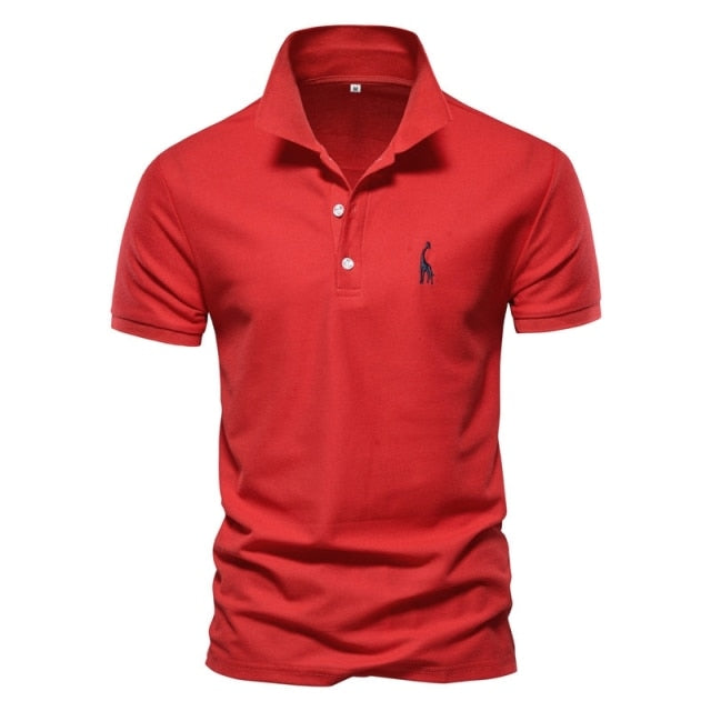 AIOPESON New Man Polo Shirt Mens Casual Deer Embroidery Cotton Polo shirt Men Short Sleeve High Quantity polo men