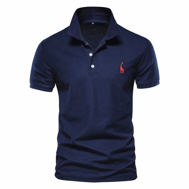 AIOPESON New Man Polo Shirt Mens Casual Deer Embroidery Cotton Polo shirt Men Short Sleeve High Quantity polo men