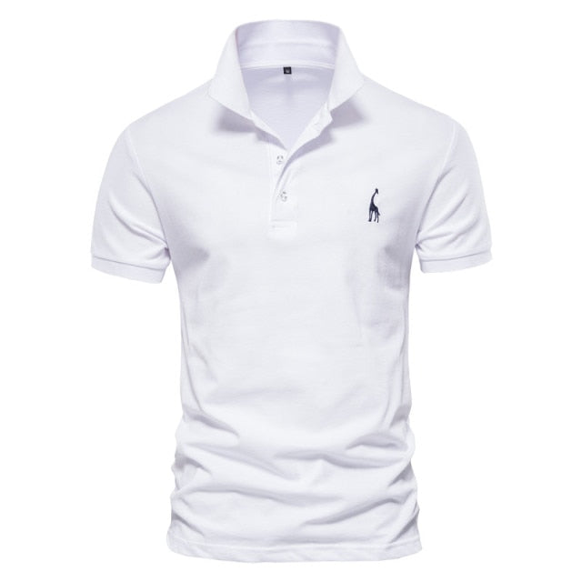 AIOPESON New Man Polo Shirt Mens Casual Deer Embroidery Cotton Polo shirt Men Short Sleeve High Quantity polo men