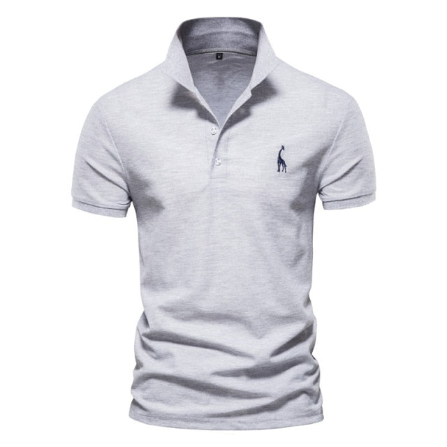 AIOPESON New Man Polo Shirt Mens Casual Deer Embroidery Cotton Polo shirt Men Short Sleeve High Quantity polo men