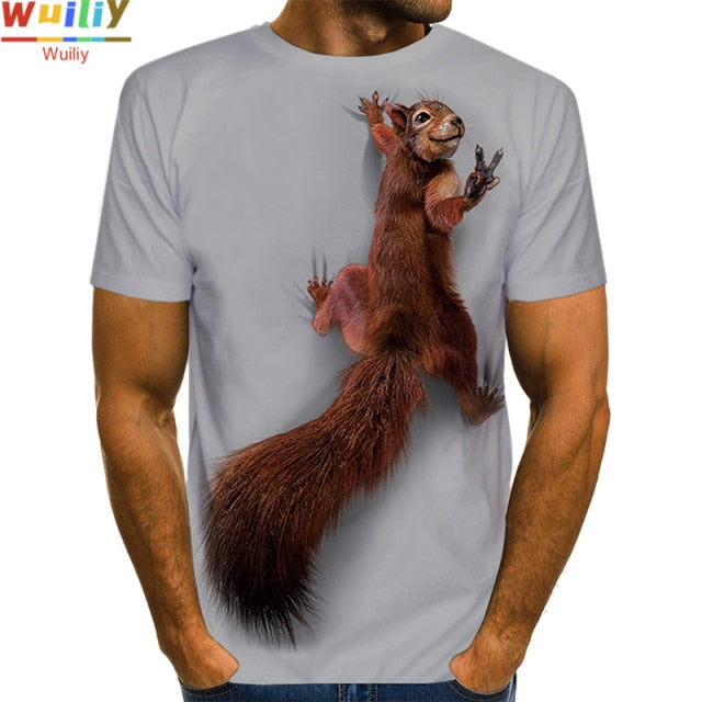 Men's Squirrel T Shirt 3D Print Shirt Animal Graphic Tees Lovely Pattern Tops Men/Women Cute Puppy Face Tee Funny Pet T-shirt