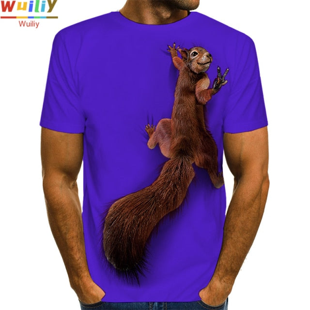 Men's Squirrel T Shirt 3D Print Shirt Animal Graphic Tees Lovely Pattern Tops Men/Women Cute Puppy Face Tee Funny Pet T-shirt